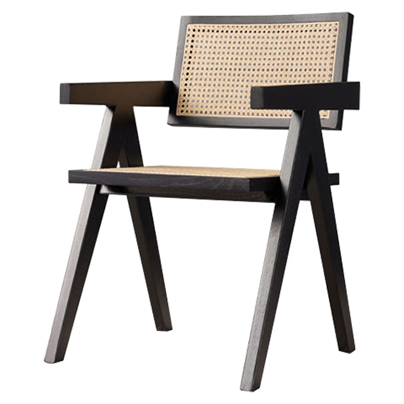 Solid Wood Traditional Dining Room Chair Matte Finish Cane Back Dining Arm Chairs Black 1 Piece Clearhalo ' kitchen&dining_furn' 'Dining Chairs' 'Dining Tables & Seating' 'dining_chair' 'furn' 'furn_dining_chair' 'Furniture' 'furniture_dining_chair' 'Kitchen & Dining Furniture' 'kitchen' 3483822