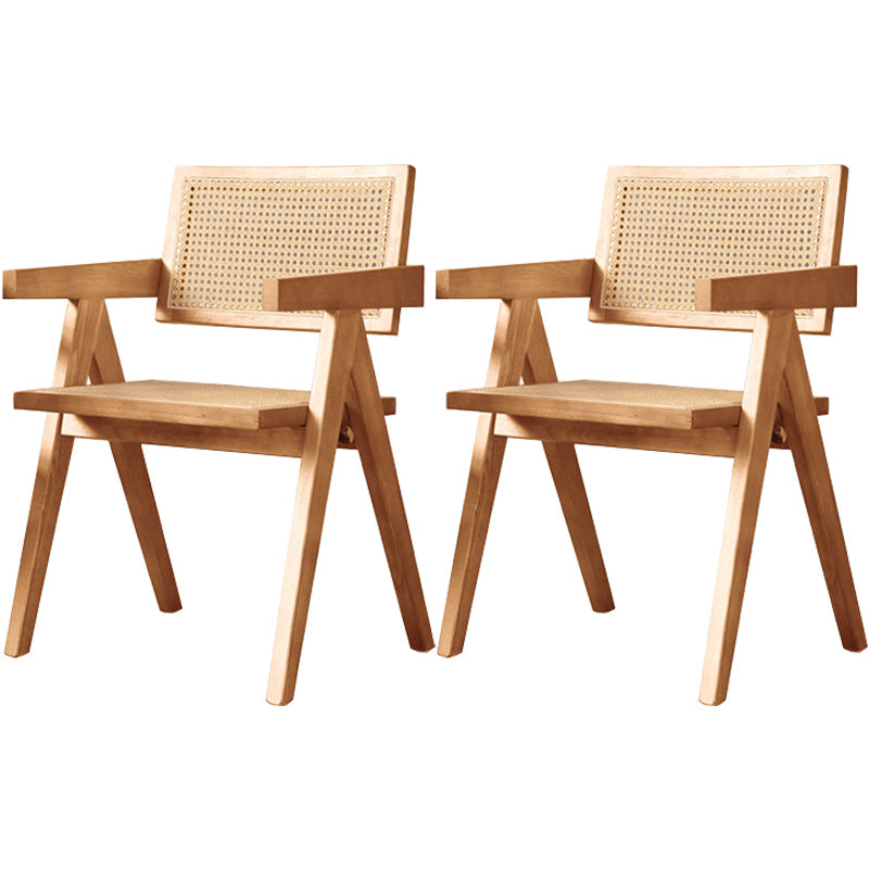 Solid Wood Traditional Dining Room Chair Matte Finish Cane Back Dining Arm Chairs Wood 2 Piece Set Clearhalo ' kitchen&dining_furn' 'Dining Chairs' 'Dining Tables & Seating' 'dining_chair' 'furn' 'furn_dining_chair' 'Furniture' 'furniture_dining_chair' 'Kitchen & Dining Furniture' 'kitchen' 3483829