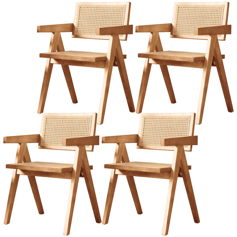 Solid Wood Traditional Dining Room Chair Matte Finish Cane Back Dining Arm Chairs Wood 4 Piece Set Clearhalo ' kitchen&dining_furn' 'Dining Chairs' 'Dining Tables & Seating' 'dining_chair' 'furn' 'furn_dining_chair' 'Furniture' 'furniture_dining_chair' 'Kitchen & Dining Furniture' 'kitchen' 3483831