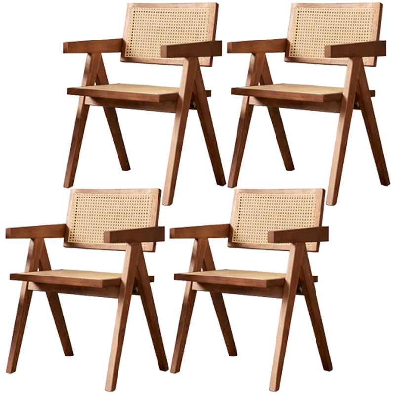 Solid Wood Traditional Dining Room Chair Matte Finish Cane Back Dining Arm Chairs Walnut 4 Piece Set Clearhalo ' kitchen&dining_furn' 'Dining Chairs' 'Dining Tables & Seating' 'dining_chair' 'furn' 'furn_dining_chair' 'Furniture' 'furniture_dining_chair' 'Kitchen & Dining Furniture' 'kitchen' 3483836