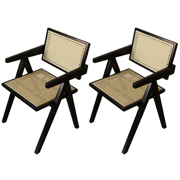 Modern Style Kitchen Dining Room Wood Chair Set Open Back Arm Chairs Set Black 2 Piece Set Clearhalo ' kitchen&dining_furn' 'Dining Chairs' 'Dining Tables & Seating' 'dining_chair' 'furn' 'furn_dining_chair' 'Furniture' 'furniture_dining_chair' 'Kitchen & Dining Furniture' 'kitchen' 3483845