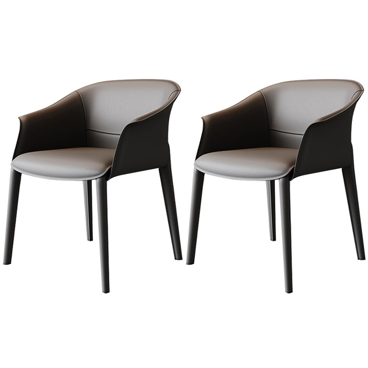 Metal Contemporary Dining Room Chair Metallic Finish Solid Back Dining Chair Grey 2 Piece Set Clearhalo ' kitchen&dining_furn' 'Dining Chairs' 'Dining Tables & Seating' 'dining_chair' 'furn' 'furn_dining_chair' 'Furniture' 'furniture_dining_chair' 'Kitchen & Dining Furniture' 'kitchen' 3483861