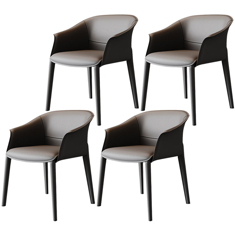 Metal Contemporary Dining Room Chair Metallic Finish Solid Back Dining Chair Grey 4 Piece Set Clearhalo ' kitchen&dining_furn' 'Dining Chairs' 'Dining Tables & Seating' 'dining_chair' 'furn' 'furn_dining_chair' 'Furniture' 'furniture_dining_chair' 'Kitchen & Dining Furniture' 'kitchen' 3483862