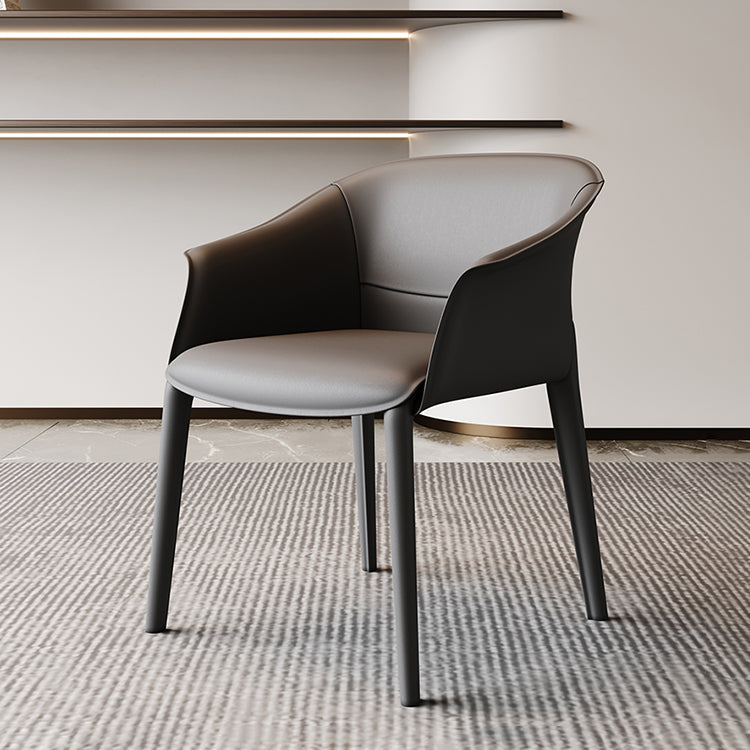 Metal Contemporary Dining Room Chair Metallic Finish Solid Back Dining Chair Grey 1 Piece Clearhalo ' kitchen&dining_furn' 'Dining Chairs' 'Dining Tables & Seating' 'dining_chair' 'furn' 'furn_dining_chair' 'Furniture' 'furniture_dining_chair' 'Kitchen & Dining Furniture' 'kitchen' 3483865