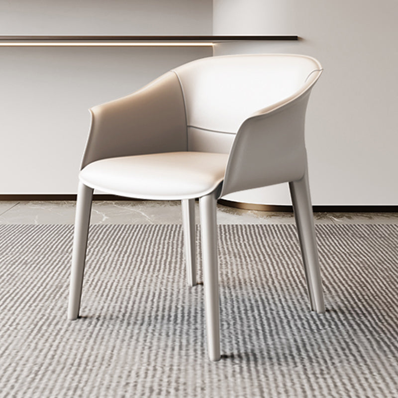 Metal Contemporary Dining Room Chair Metallic Finish Solid Back Dining Chair Off-White 1 Piece Clearhalo ' kitchen&dining_furn' 'Dining Chairs' 'Dining Tables & Seating' 'dining_chair' 'furn' 'furn_dining_chair' 'Furniture' 'furniture_dining_chair' 'Kitchen & Dining Furniture' 'kitchen' 3483868