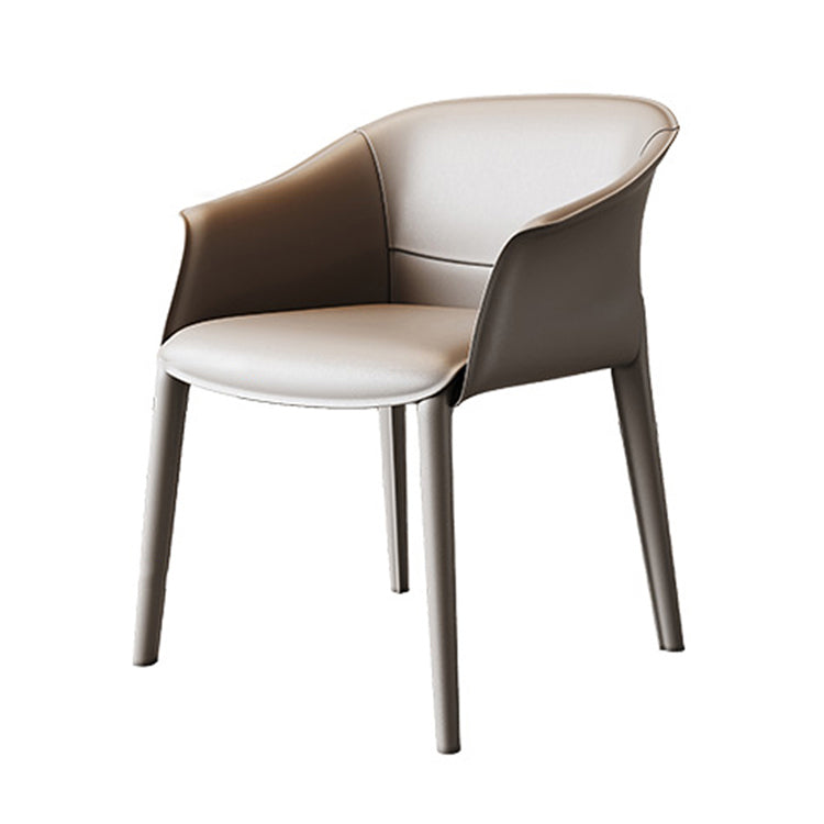 Metal Contemporary Dining Room Chair Metallic Finish Solid Back Dining Chair Gray-White 1 Piece Clearhalo ' kitchen&dining_furn' 'Dining Chairs' 'Dining Tables & Seating' 'dining_chair' 'furn' 'furn_dining_chair' 'Furniture' 'furniture_dining_chair' 'Kitchen & Dining Furniture' 'kitchen' 3483869