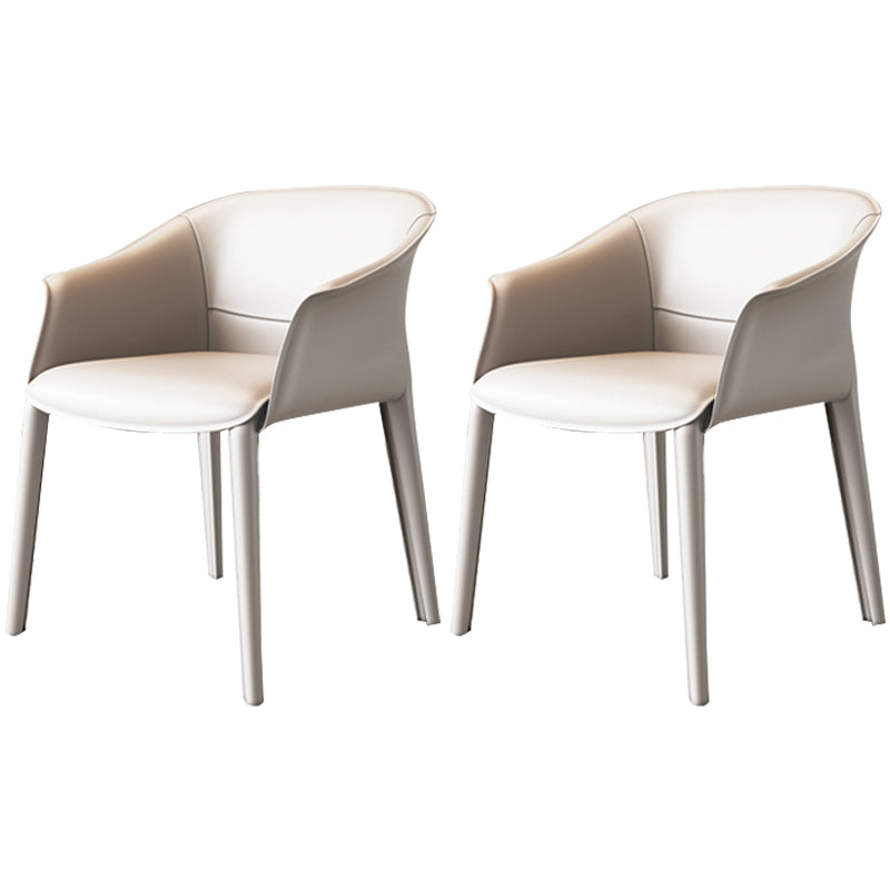 Metal Contemporary Dining Room Chair Metallic Finish Solid Back Dining Chair Off-White 2 Piece Set Clearhalo ' kitchen&dining_furn' 'Dining Chairs' 'Dining Tables & Seating' 'dining_chair' 'furn' 'furn_dining_chair' 'Furniture' 'furniture_dining_chair' 'Kitchen & Dining Furniture' 'kitchen' 3483871