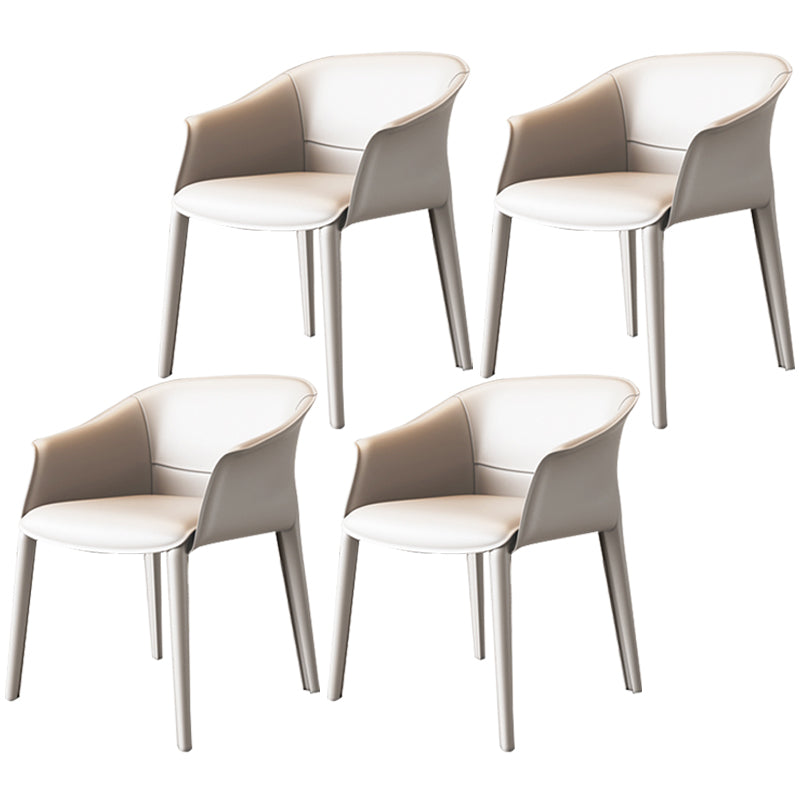 Metal Contemporary Dining Room Chair Metallic Finish Solid Back Dining Chair Off-White 4 Piece Set Clearhalo ' kitchen&dining_furn' 'Dining Chairs' 'Dining Tables & Seating' 'dining_chair' 'furn' 'furn_dining_chair' 'Furniture' 'furniture_dining_chair' 'Kitchen & Dining Furniture' 'kitchen' 3483872