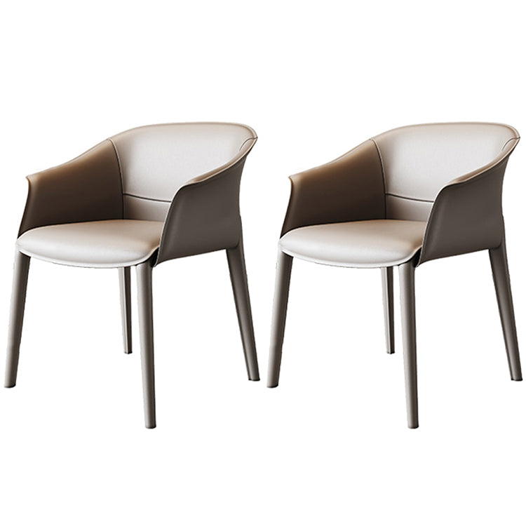 Metal Contemporary Dining Room Chair Metallic Finish Solid Back Dining Chair Gray-White 2 Piece Set Clearhalo ' kitchen&dining_furn' 'Dining Chairs' 'Dining Tables & Seating' 'dining_chair' 'furn' 'furn_dining_chair' 'Furniture' 'furniture_dining_chair' 'Kitchen & Dining Furniture' 'kitchen' 3483875