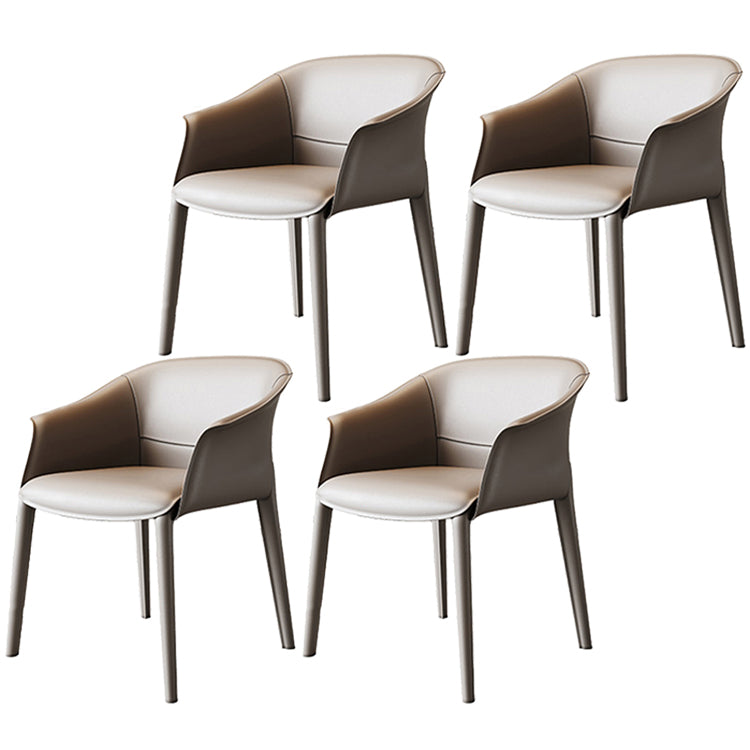 Metal Contemporary Dining Room Chair Metallic Finish Solid Back Dining Chair Gray-White 4 Piece Set Clearhalo ' kitchen&dining_furn' 'Dining Chairs' 'Dining Tables & Seating' 'dining_chair' 'furn' 'furn_dining_chair' 'Furniture' 'furniture_dining_chair' 'Kitchen & Dining Furniture' 'kitchen' 3483876