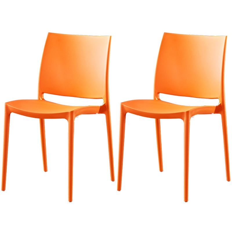 Modern Contemporary Plastic Side Chairs Multicolor Open Back Side Chair Set Orange 2 Piece Set Clearhalo ' kitchen&dining_furn' 'Dining Chairs' 'Dining Tables & Seating' 'dining_chair' 'furn' 'furn_dining_chair' 'Furniture' 'furniture_dining_chair' 'Kitchen & Dining Furniture' 'kitchen' 3483885