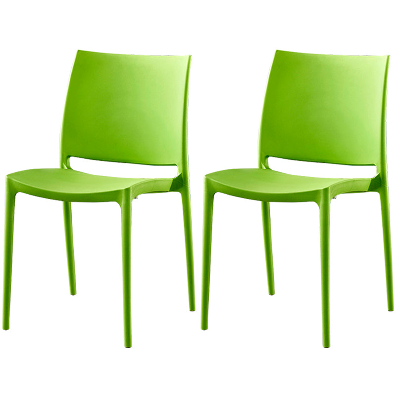 Modern Contemporary Plastic Side Chairs Multicolor Open Back Side Chair Set Green 2 Piece Set Clearhalo ' kitchen&dining_furn' 'Dining Chairs' 'Dining Tables & Seating' 'dining_chair' 'furn' 'furn_dining_chair' 'Furniture' 'furniture_dining_chair' 'Kitchen & Dining Furniture' 'kitchen' 3483890