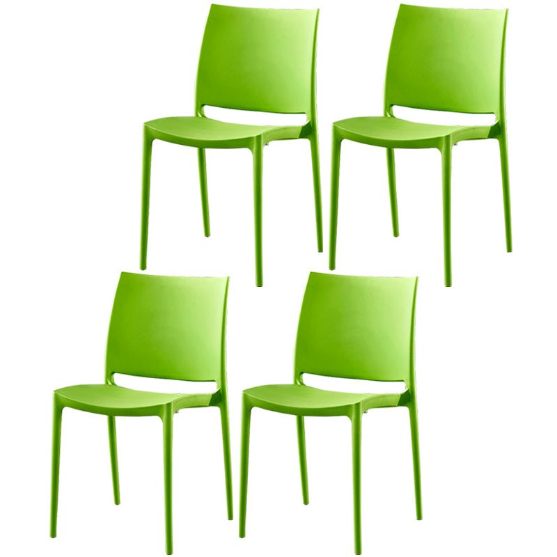 Modern Contemporary Plastic Side Chairs Multicolor Open Back Side Chair Set Green 4 Piece Set Clearhalo ' kitchen&dining_furn' 'Dining Chairs' 'Dining Tables & Seating' 'dining_chair' 'furn' 'furn_dining_chair' 'Furniture' 'furniture_dining_chair' 'Kitchen & Dining Furniture' 'kitchen' 3483892