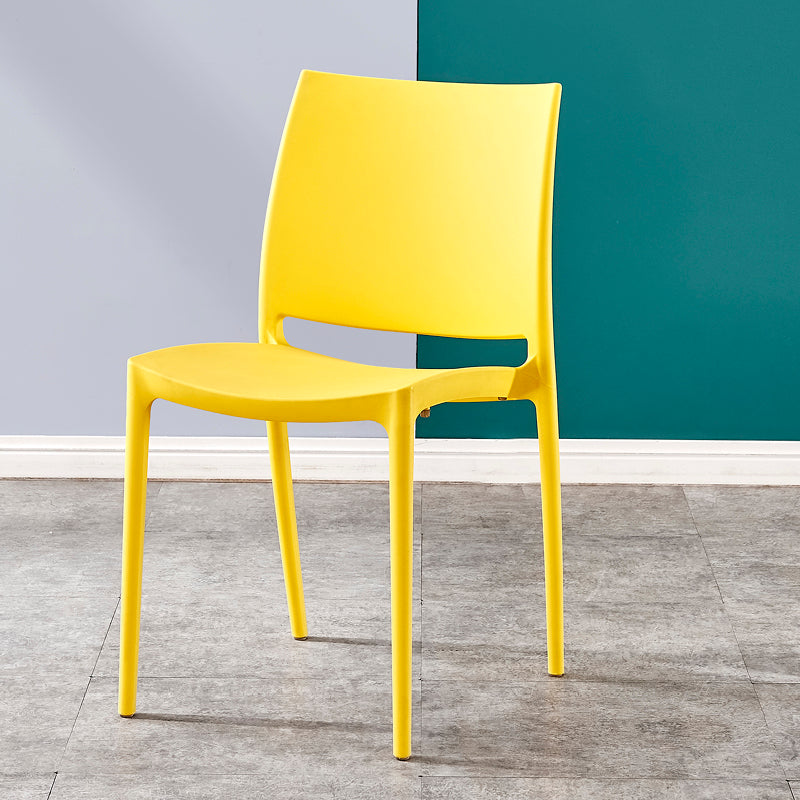 Modern Contemporary Plastic Side Chairs Multicolor Open Back Side Chair Set Yellow 1 Piece Clearhalo ' kitchen&dining_furn' 'Dining Chairs' 'Dining Tables & Seating' 'dining_chair' 'furn' 'furn_dining_chair' 'Furniture' 'furniture_dining_chair' 'Kitchen & Dining Furniture' 'kitchen' 3483894