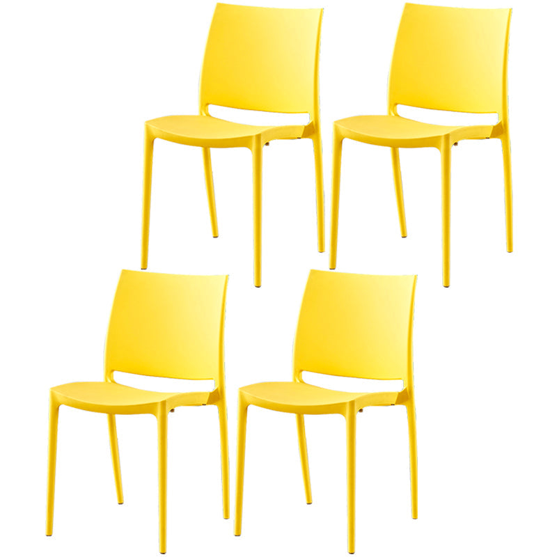 Modern Contemporary Plastic Side Chairs Multicolor Open Back Side Chair Set Yellow 4 Piece Set Clearhalo ' kitchen&dining_furn' 'Dining Chairs' 'Dining Tables & Seating' 'dining_chair' 'furn' 'furn_dining_chair' 'Furniture' 'furniture_dining_chair' 'Kitchen & Dining Furniture' 'kitchen' 3483898