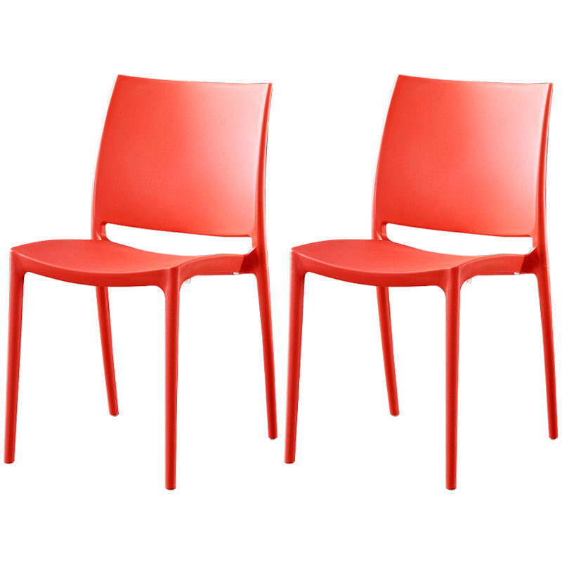 Modern Contemporary Plastic Side Chairs Multicolor Open Back Side Chair Set Red 2 Piece Set Clearhalo ' kitchen&dining_furn' 'Dining Chairs' 'Dining Tables & Seating' 'dining_chair' 'furn' 'furn_dining_chair' 'Furniture' 'furniture_dining_chair' 'Kitchen & Dining Furniture' 'kitchen' 3483903