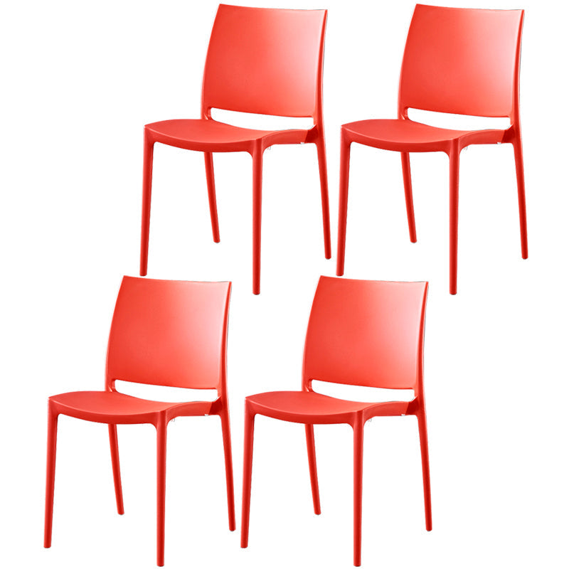 Modern Contemporary Plastic Side Chairs Multicolor Open Back Side Chair Set Red 4 Piece Set Clearhalo ' kitchen&dining_furn' 'Dining Chairs' 'Dining Tables & Seating' 'dining_chair' 'furn' 'furn_dining_chair' 'Furniture' 'furniture_dining_chair' 'Kitchen & Dining Furniture' 'kitchen' 3483905