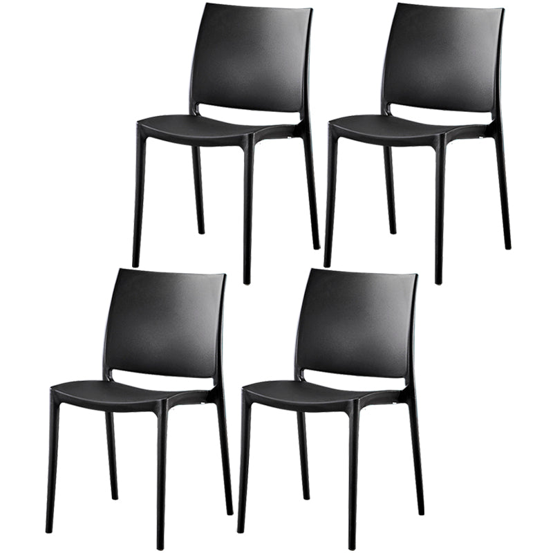 Modern Contemporary Plastic Side Chairs Multicolor Open Back Side Chair Set Black 4 Piece Set Clearhalo ' kitchen&dining_furn' 'Dining Chairs' 'Dining Tables & Seating' 'dining_chair' 'furn' 'furn_dining_chair' 'Furniture' 'furniture_dining_chair' 'Kitchen & Dining Furniture' 'kitchen' 3483908