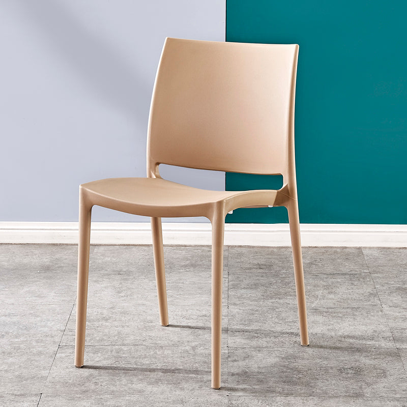 Modern Contemporary Plastic Side Chairs Multicolor Open Back Side Chair Set Brown 1 Piece Clearhalo ' kitchen&dining_furn' 'Dining Chairs' 'Dining Tables & Seating' 'dining_chair' 'furn' 'furn_dining_chair' 'Furniture' 'furniture_dining_chair' 'Kitchen & Dining Furniture' 'kitchen' 3483912