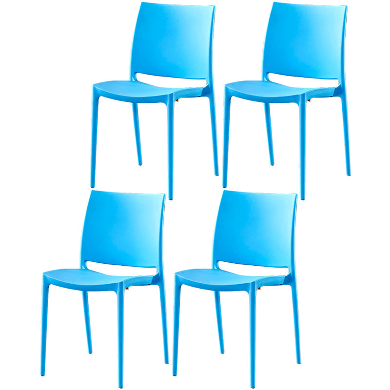Modern Contemporary Plastic Side Chairs Multicolor Open Back Side Chair Set Blue 4 Piece Set Clearhalo ' kitchen&dining_furn' 'Dining Chairs' 'Dining Tables & Seating' 'dining_chair' 'furn' 'furn_dining_chair' 'Furniture' 'furniture_dining_chair' 'Kitchen & Dining Furniture' 'kitchen' 3483917