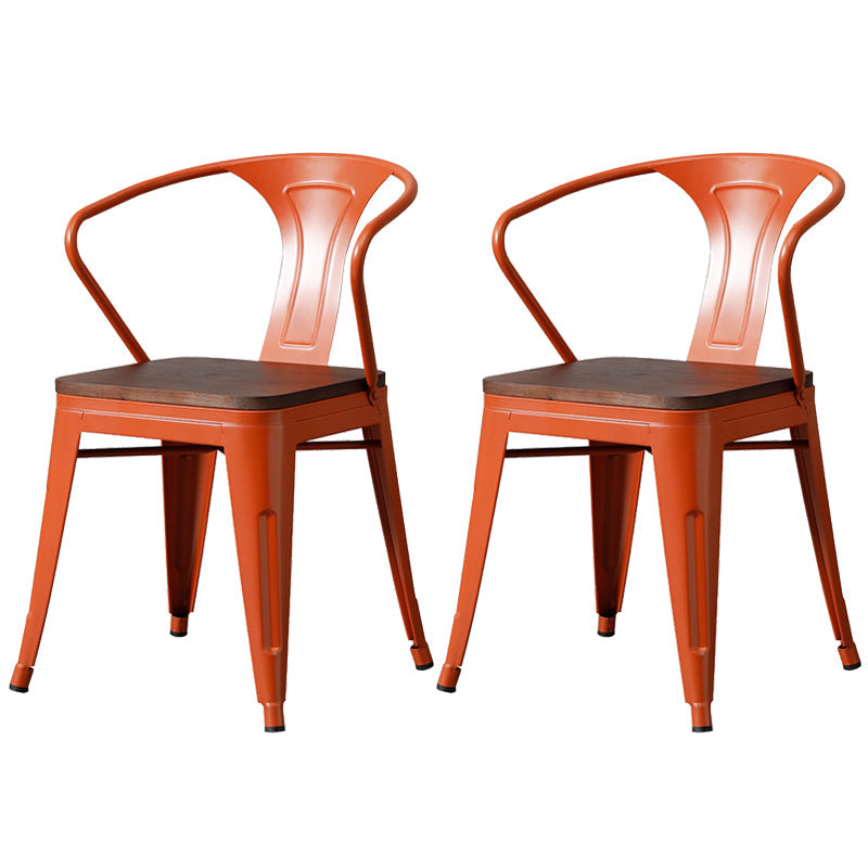 Metal Industrial Dining Chair Slat Back Stacking Arm Chair for Restaurant Orange Wood 2 Piece Set Clearhalo ' kitchen&dining_furn' 'Dining Chairs' 'Dining Tables & Seating' 'dining_chair' 'furn' 'furn_dining_chair' 'Furniture' 'furniture_dining_chair' 'Kitchen & Dining Furniture' 'kitchen' 3483944
