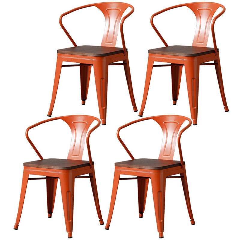 Metal Industrial Dining Chair Slat Back Stacking Arm Chair for Restaurant Orange Wood 4 Piece Set Clearhalo ' kitchen&dining_furn' 'Dining Chairs' 'Dining Tables & Seating' 'dining_chair' 'furn' 'furn_dining_chair' 'Furniture' 'furniture_dining_chair' 'Kitchen & Dining Furniture' 'kitchen' 3483945