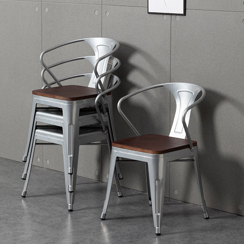 Metal Industrial Dining Chair Slat Back Stacking Arm Chair for Restaurant Clearhalo ' kitchen&dining_furn' 'Dining Chairs' 'Dining Tables & Seating' 'dining_chair' 'furn' 'furn_dining_chair' 'Furniture' 'furniture_dining_chair' 'Kitchen & Dining Furniture' 'kitchen' 3483947