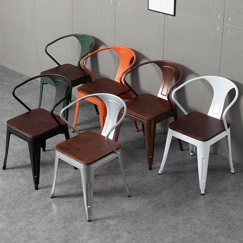 Metal Industrial Dining Chair Slat Back Stacking Arm Chair for Restaurant Clearhalo ' kitchen&dining_furn' 'Dining Chairs' 'Dining Tables & Seating' 'dining_chair' 'furn' 'furn_dining_chair' 'Furniture' 'furniture_dining_chair' 'Kitchen & Dining Furniture' 'kitchen' 3483949