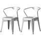 Metal Industrial Dining Chair Slat Back Stacking Arm Chair for Restaurant Silver Iron 2 Piece Set Clearhalo ' kitchen&dining_furn' 'Dining Chairs' 'Dining Tables & Seating' 'dining_chair' 'furn' 'furn_dining_chair' 'Furniture' 'furniture_dining_chair' 'Kitchen & Dining Furniture' 'kitchen' 3483950