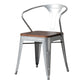 Metal Industrial Dining Chair Slat Back Stacking Arm Chair for Restaurant Clearhalo ' kitchen&dining_furn' 'Dining Chairs' 'Dining Tables & Seating' 'dining_chair' 'furn' 'furn_dining_chair' 'Furniture' 'furniture_dining_chair' 'Kitchen & Dining Furniture' 'kitchen' 3483951