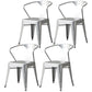 Metal Industrial Dining Chair Slat Back Stacking Arm Chair for Restaurant Silver Iron 4 Piece Set Clearhalo ' kitchen&dining_furn' 'Dining Chairs' 'Dining Tables & Seating' 'dining_chair' 'furn' 'furn_dining_chair' 'Furniture' 'furniture_dining_chair' 'Kitchen & Dining Furniture' 'kitchen' 3483952