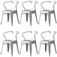 Metal Industrial Dining Chair Slat Back Stacking Arm Chair for Restaurant Silver Iron 6 Piece Set Clearhalo ' kitchen&dining_furn' 'Dining Chairs' 'Dining Tables & Seating' 'dining_chair' 'furn' 'furn_dining_chair' 'Furniture' 'furniture_dining_chair' 'Kitchen & Dining Furniture' 'kitchen' 3483954