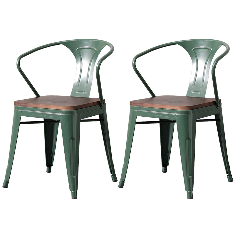 Metal Industrial Dining Chair Slat Back Stacking Arm Chair for Restaurant Blackish Green Wood 2 Piece Set Clearhalo ' kitchen&dining_furn' 'Dining Chairs' 'Dining Tables & Seating' 'dining_chair' 'furn' 'furn_dining_chair' 'Furniture' 'furniture_dining_chair' 'Kitchen & Dining Furniture' 'kitchen' 3483955