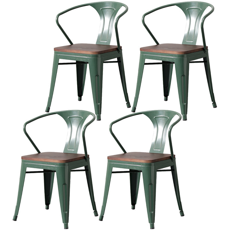 Metal Industrial Dining Chair Slat Back Stacking Arm Chair for Restaurant Blackish Green Wood 4 Piece Set Clearhalo ' kitchen&dining_furn' 'Dining Chairs' 'Dining Tables & Seating' 'dining_chair' 'furn' 'furn_dining_chair' 'Furniture' 'furniture_dining_chair' 'Kitchen & Dining Furniture' 'kitchen' 3483958