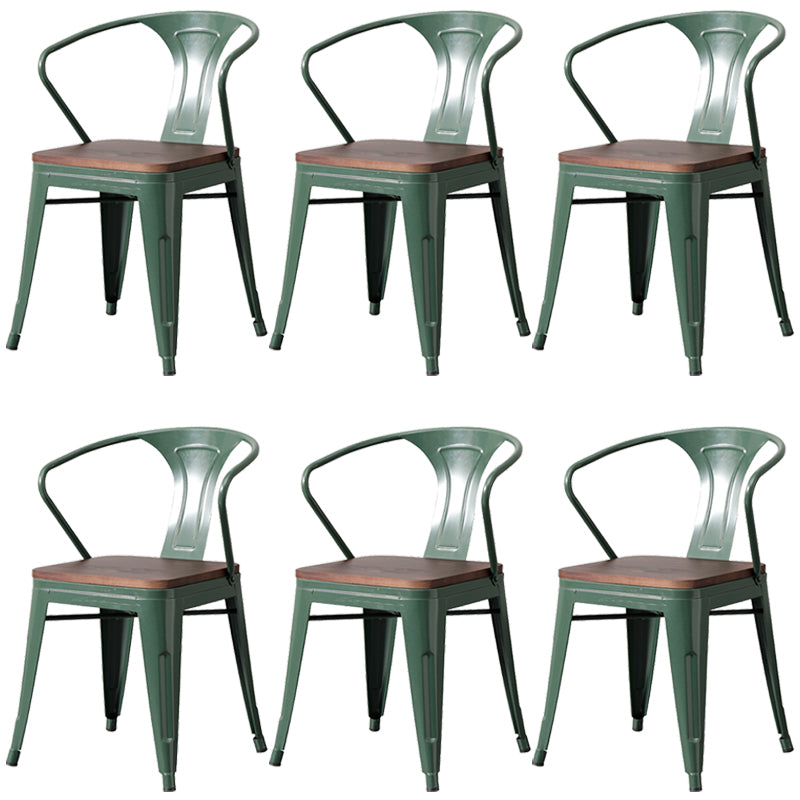 Metal Industrial Dining Chair Slat Back Stacking Arm Chair for Restaurant Blackish Green Wood 6 Piece Set Clearhalo ' kitchen&dining_furn' 'Dining Chairs' 'Dining Tables & Seating' 'dining_chair' 'furn' 'furn_dining_chair' 'Furniture' 'furniture_dining_chair' 'Kitchen & Dining Furniture' 'kitchen' 3483960