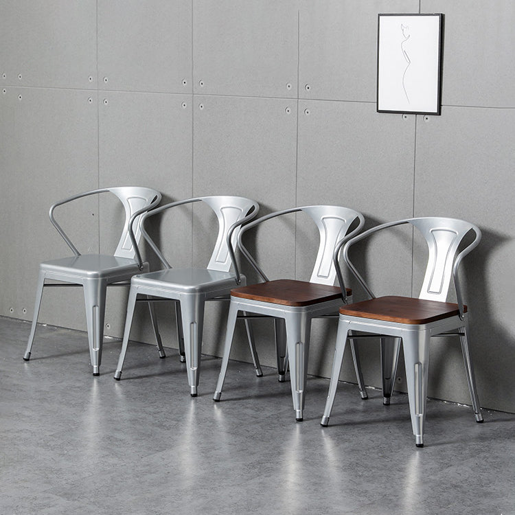 Metal Industrial Dining Chair Slat Back Stacking Arm Chair for Restaurant Clearhalo ' kitchen&dining_furn' 'Dining Chairs' 'Dining Tables & Seating' 'dining_chair' 'furn' 'furn_dining_chair' 'Furniture' 'furniture_dining_chair' 'Kitchen & Dining Furniture' 'kitchen' 3483963