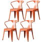 Metal Industrial Dining Chair Slat Back Stacking Arm Chair for Restaurant Orange Iron 4 Piece Set Clearhalo ' kitchen&dining_furn' 'Dining Chairs' 'Dining Tables & Seating' 'dining_chair' 'furn' 'furn_dining_chair' 'Furniture' 'furniture_dining_chair' 'Kitchen & Dining Furniture' 'kitchen' 3483964