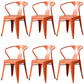 Metal Industrial Dining Chair Slat Back Stacking Arm Chair for Restaurant Orange Iron 6 Piece Set Clearhalo ' kitchen&dining_furn' 'Dining Chairs' 'Dining Tables & Seating' 'dining_chair' 'furn' 'furn_dining_chair' 'Furniture' 'furniture_dining_chair' 'Kitchen & Dining Furniture' 'kitchen' 3483966