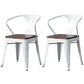 Metal Industrial Dining Chair Slat Back Stacking Arm Chair for Restaurant White Wood 2 Piece Set Clearhalo ' kitchen&dining_furn' 'Dining Chairs' 'Dining Tables & Seating' 'dining_chair' 'furn' 'furn_dining_chair' 'Furniture' 'furniture_dining_chair' 'Kitchen & Dining Furniture' 'kitchen' 3483967