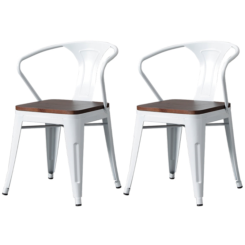 Metal Industrial Dining Chair Slat Back Stacking Arm Chair for Restaurant White Wood 2 Piece Set Clearhalo ' kitchen&dining_furn' 'Dining Chairs' 'Dining Tables & Seating' 'dining_chair' 'furn' 'furn_dining_chair' 'Furniture' 'furniture_dining_chair' 'Kitchen & Dining Furniture' 'kitchen' 3483967