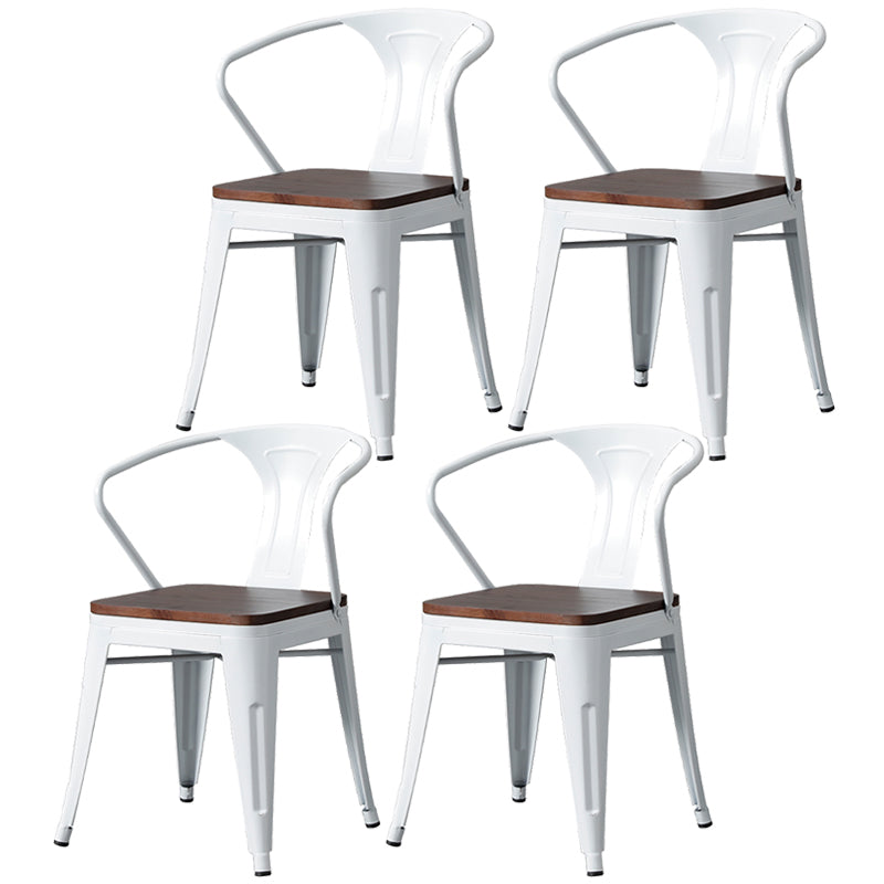 Metal Industrial Dining Chair Slat Back Stacking Arm Chair for Restaurant White Wood 4 Piece Set Clearhalo ' kitchen&dining_furn' 'Dining Chairs' 'Dining Tables & Seating' 'dining_chair' 'furn' 'furn_dining_chair' 'Furniture' 'furniture_dining_chair' 'Kitchen & Dining Furniture' 'kitchen' 3483970
