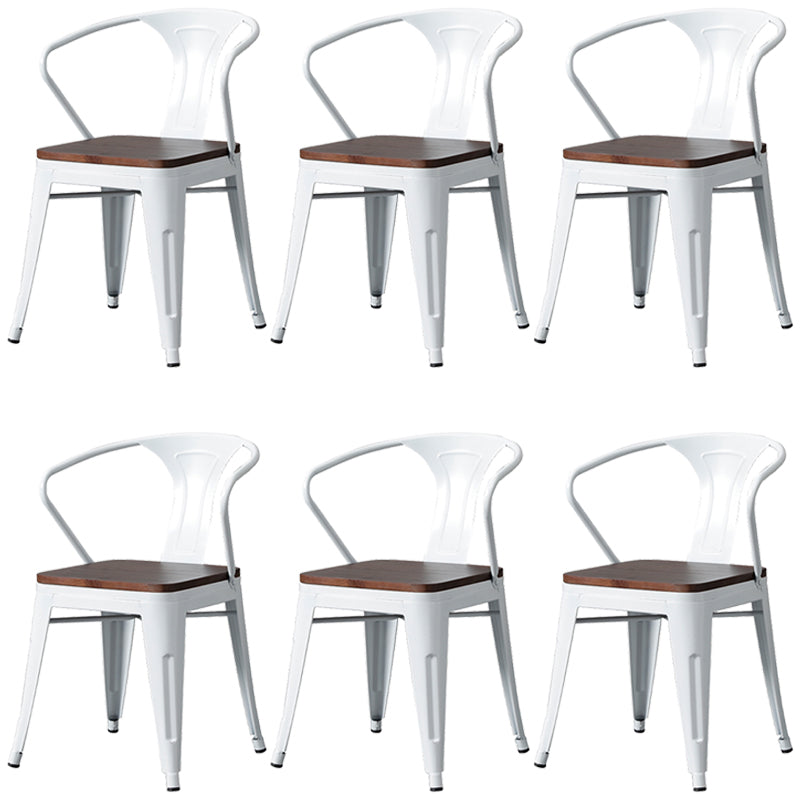Metal Industrial Dining Chair Slat Back Stacking Arm Chair for Restaurant White Wood 6 Piece Set Clearhalo ' kitchen&dining_furn' 'Dining Chairs' 'Dining Tables & Seating' 'dining_chair' 'furn' 'furn_dining_chair' 'Furniture' 'furniture_dining_chair' 'Kitchen & Dining Furniture' 'kitchen' 3483971