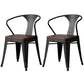 Metal Industrial Dining Chair Slat Back Stacking Arm Chair for Restaurant Black Wood 2 Piece Set Clearhalo ' kitchen&dining_furn' 'Dining Chairs' 'Dining Tables & Seating' 'dining_chair' 'furn' 'furn_dining_chair' 'Furniture' 'furniture_dining_chair' 'Kitchen & Dining Furniture' 'kitchen' 3483972
