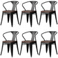 Metal Industrial Dining Chair Slat Back Stacking Arm Chair for Restaurant Black Wood 6 Piece Set Clearhalo ' kitchen&dining_furn' 'Dining Chairs' 'Dining Tables & Seating' 'dining_chair' 'furn' 'furn_dining_chair' 'Furniture' 'furniture_dining_chair' 'Kitchen & Dining Furniture' 'kitchen' 3483974
