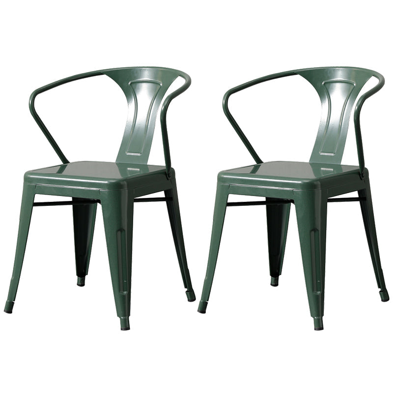 Metal Industrial Dining Chair Slat Back Stacking Arm Chair for Restaurant Blackish Green Iron 2 Piece Set Clearhalo ' kitchen&dining_furn' 'Dining Chairs' 'Dining Tables & Seating' 'dining_chair' 'furn' 'furn_dining_chair' 'Furniture' 'furniture_dining_chair' 'Kitchen & Dining Furniture' 'kitchen' 3483975