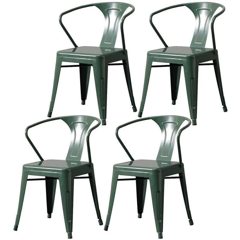 Metal Industrial Dining Chair Slat Back Stacking Arm Chair for Restaurant Blackish Green Iron 4 Piece Set Clearhalo ' kitchen&dining_furn' 'Dining Chairs' 'Dining Tables & Seating' 'dining_chair' 'furn' 'furn_dining_chair' 'Furniture' 'furniture_dining_chair' 'Kitchen & Dining Furniture' 'kitchen' 3483976