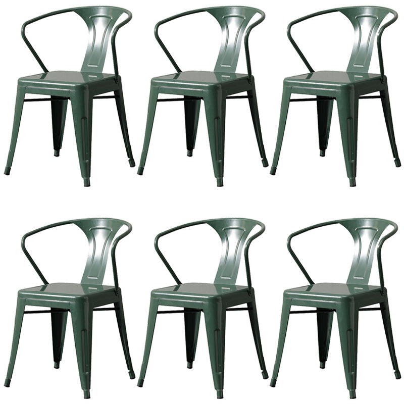 Metal Industrial Dining Chair Slat Back Stacking Arm Chair for Restaurant Blackish Green Iron 6 Piece Set Clearhalo ' kitchen&dining_furn' 'Dining Chairs' 'Dining Tables & Seating' 'dining_chair' 'furn' 'furn_dining_chair' 'Furniture' 'furniture_dining_chair' 'Kitchen & Dining Furniture' 'kitchen' 3483977
