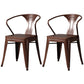 Metal Industrial Dining Chair Slat Back Stacking Arm Chair for Restaurant Brown Wood 2 Piece Set Clearhalo ' kitchen&dining_furn' 'Dining Chairs' 'Dining Tables & Seating' 'dining_chair' 'furn' 'furn_dining_chair' 'Furniture' 'furniture_dining_chair' 'Kitchen & Dining Furniture' 'kitchen' 3483981