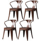 Metal Industrial Dining Chair Slat Back Stacking Arm Chair for Restaurant Brown Wood 4 Piece Set Clearhalo ' kitchen&dining_furn' 'Dining Chairs' 'Dining Tables & Seating' 'dining_chair' 'furn' 'furn_dining_chair' 'Furniture' 'furniture_dining_chair' 'Kitchen & Dining Furniture' 'kitchen' 3483982