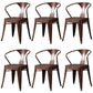 Metal Industrial Dining Chair Slat Back Stacking Arm Chair for Restaurant Brown Wood 6 Piece Set Clearhalo ' kitchen&dining_furn' 'Dining Chairs' 'Dining Tables & Seating' 'dining_chair' 'furn' 'furn_dining_chair' 'Furniture' 'furniture_dining_chair' 'Kitchen & Dining Furniture' 'kitchen' 3483983
